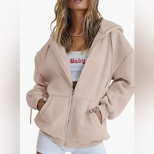 TAN OVERSIZED ZIP UP